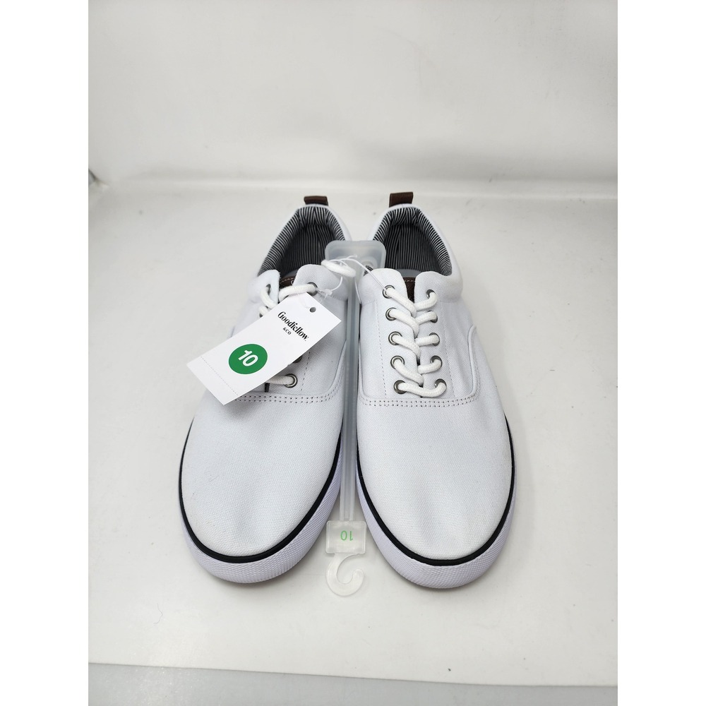 Goodfellow & Co Mens Brady Low Top Sneakers White Canvas Casual Shoes Size 10